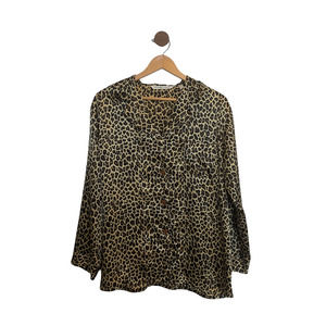 Victoria's Secret Pajama Top Size Medium Polyester Long Sleeve Button